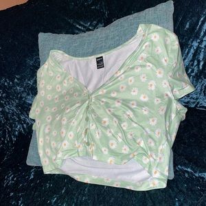 Shein green and white crop top✨